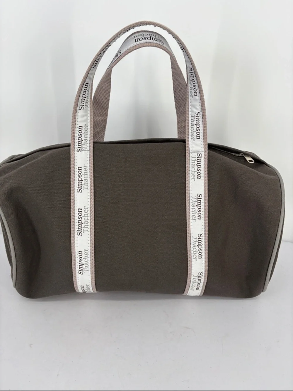 Brown Canvas Duffel Bag with Branded Webbing